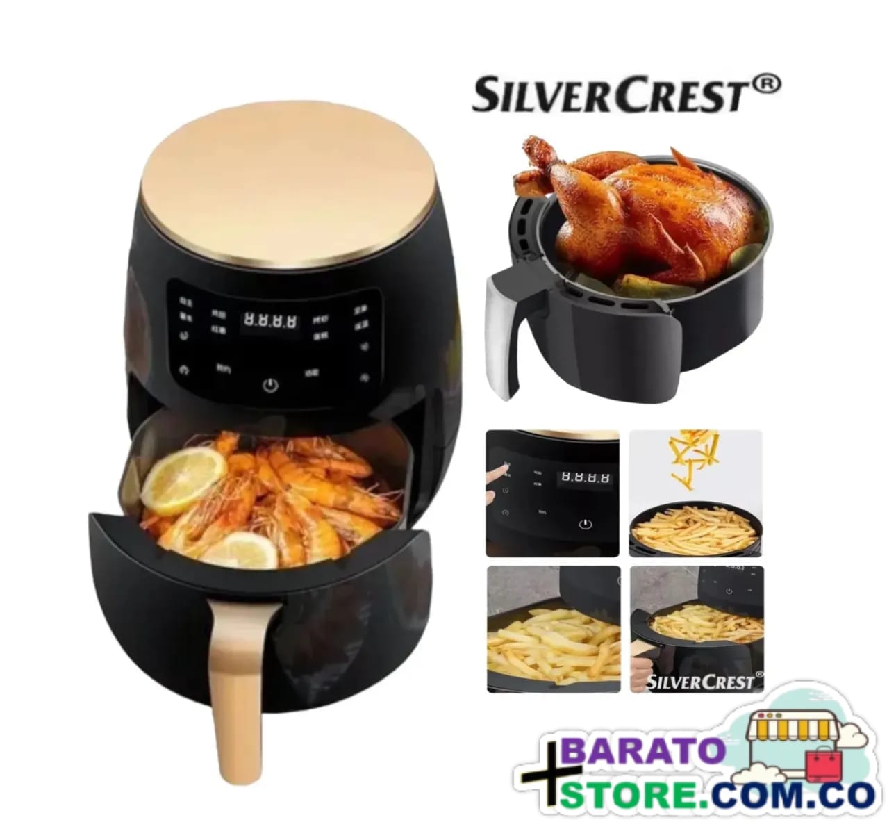 Freidora de aire Silver Crest de 6 Litros 2400W.