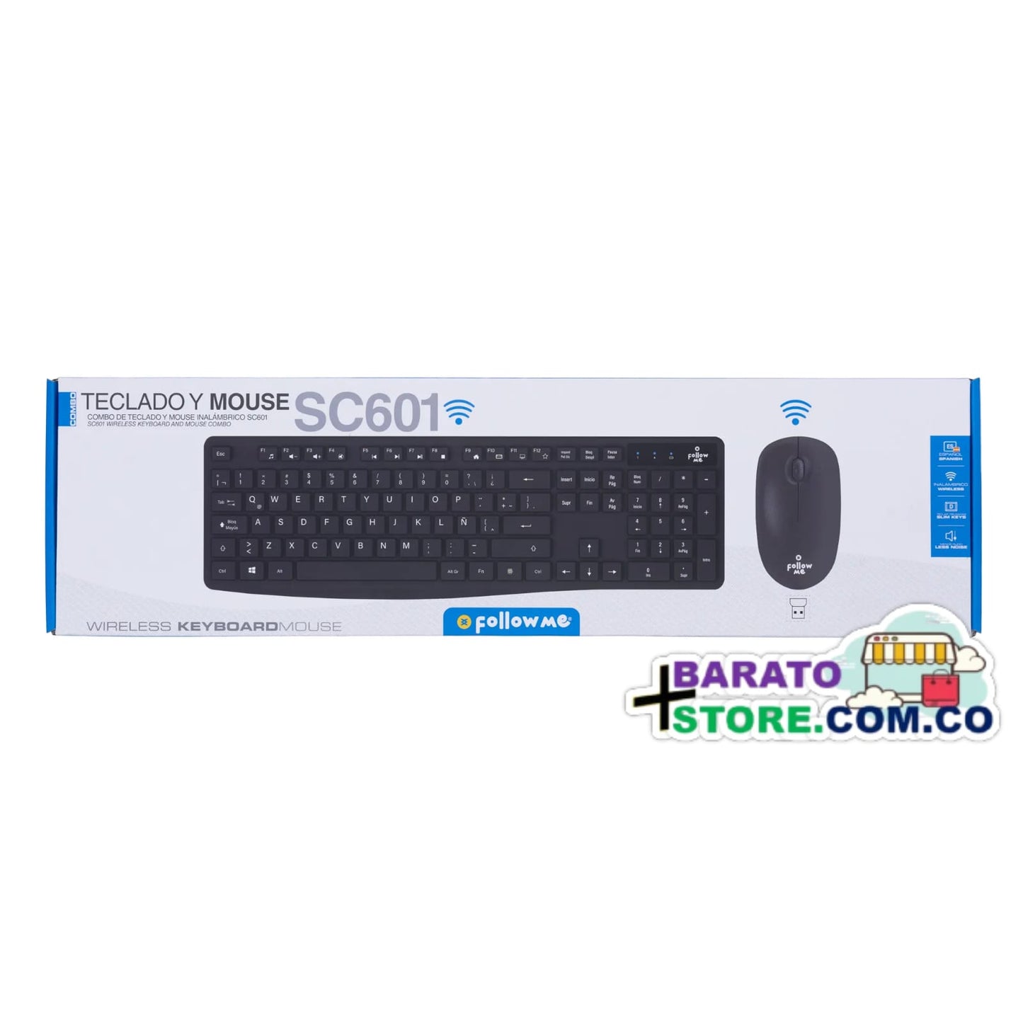 Combo Teclado y Mouse Follow Me inalambrico SC601