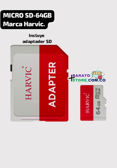 Memoria MICRO SD-64GB marca Harvic.