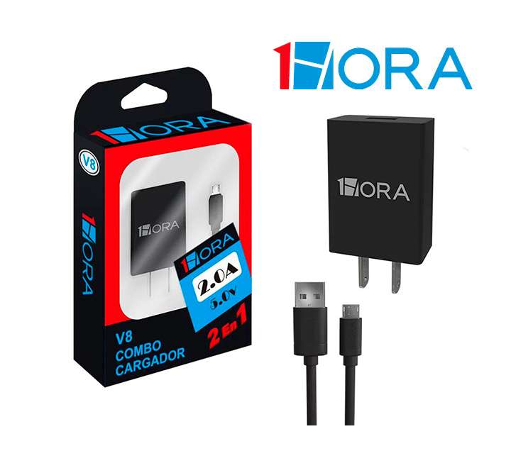 Combo Cargador Carga Rápida V8 2.0A GAR-064 Marca 1HORA.