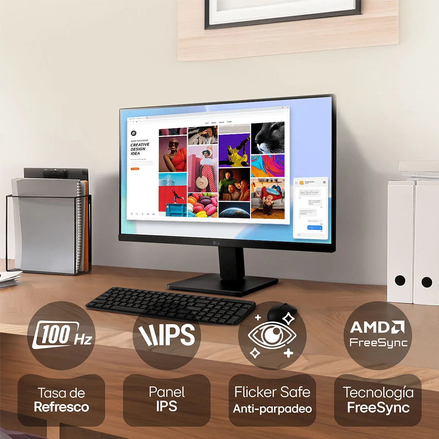Monitor LG 27" Pulgadas 27MR400 FHD Plano Negro