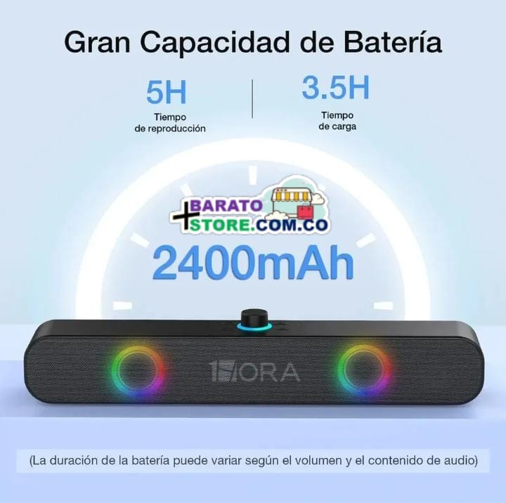 Barra de sonido Bluetooth Portátil 100% Inalámbrica Marca 1Hora Boc241 Negro.