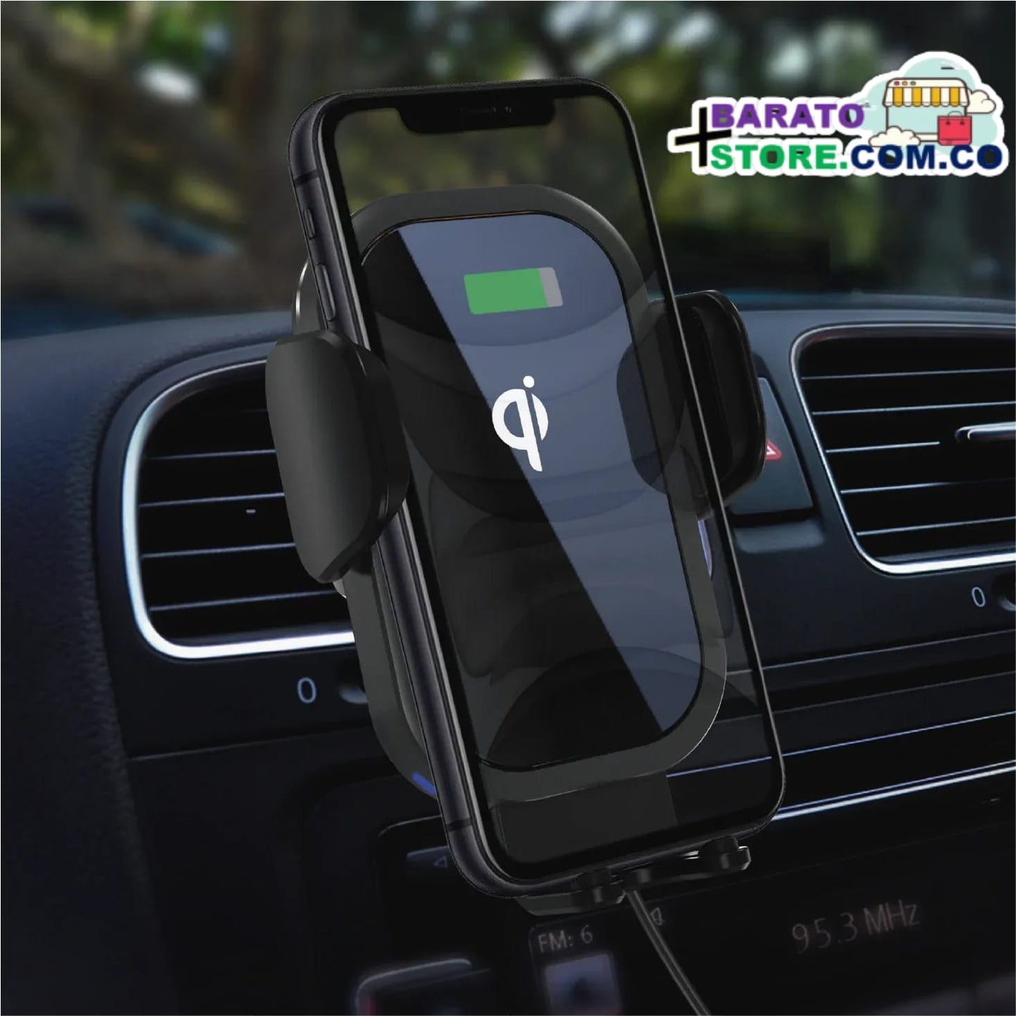Holder para vehículo con sistema de carga inalámbrica. Marca iGoma Original.