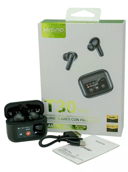 Audifonos Bluetooth T30 Pro con pantalla - marca Krono