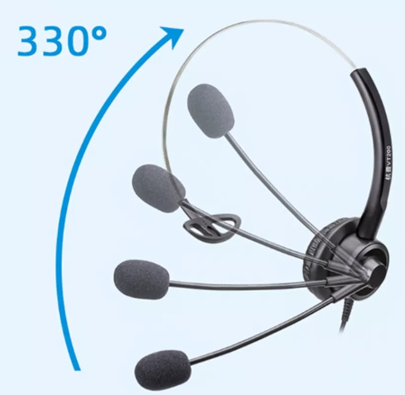 DIADEMA MONOAURAL AURICULAR CALLCENTER 3.5MM MICROFONO FLEXIBLE CONTROL DE VOLUMEN.