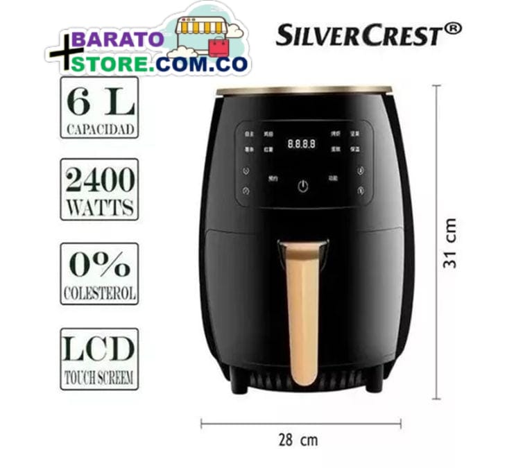 Freidora de aire Silver Crest de 6 Litros 2400W.