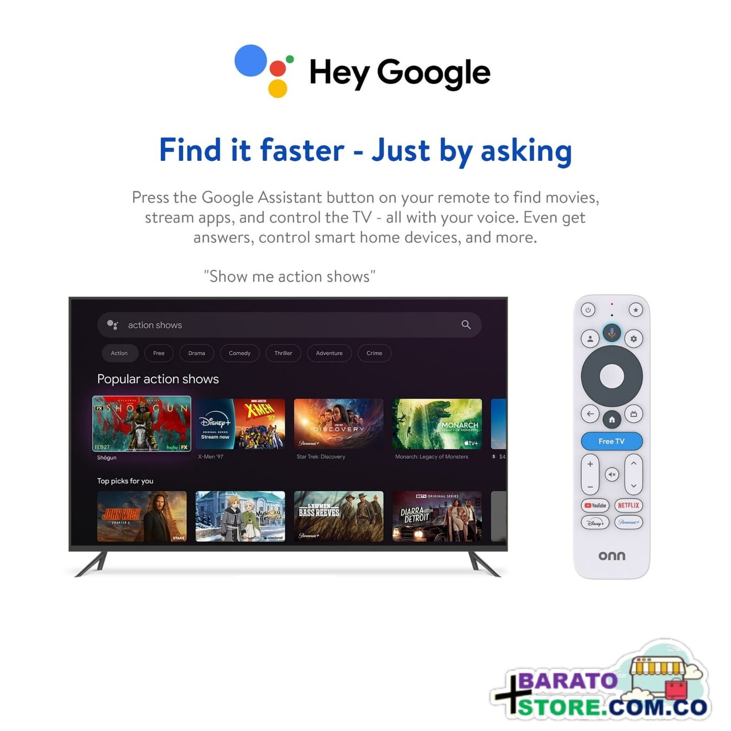 Nuevo Onn Google TV 4K Plus UHD, version 2025, Programado para Colombia.