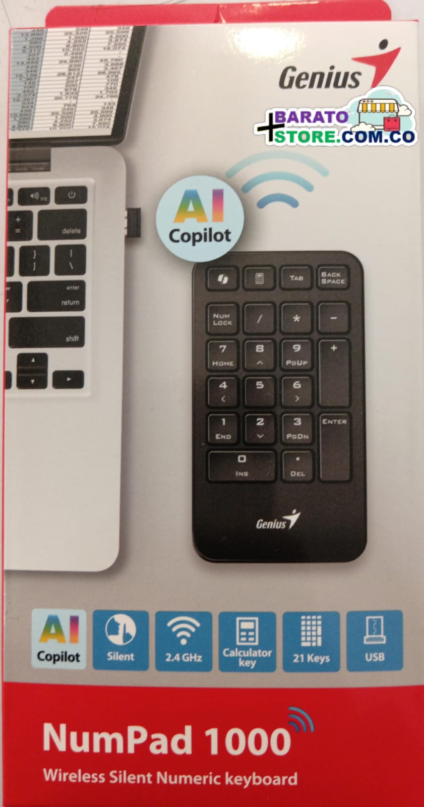 Teclado Genius Num Pad 1000 Usb Negro 2025 con AI Copilot