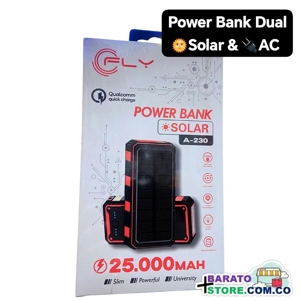 POWER BANK FLY SOLAR 25000 mAh A-230 QC