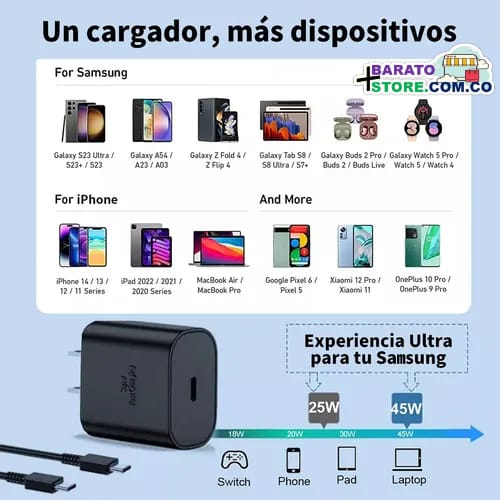Cargador De Pared Samsung Galaxy 45W TIPO C.