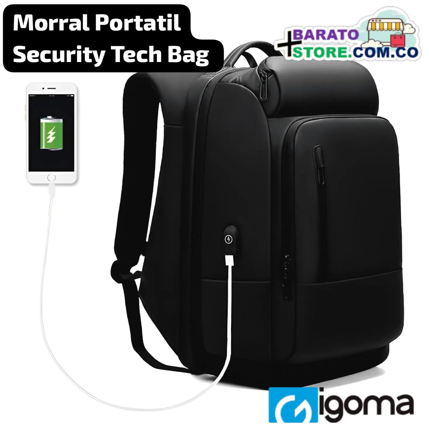 Morral Portatil Security Tech Bag, marca iGoma Original. Portátiles hasta 17"