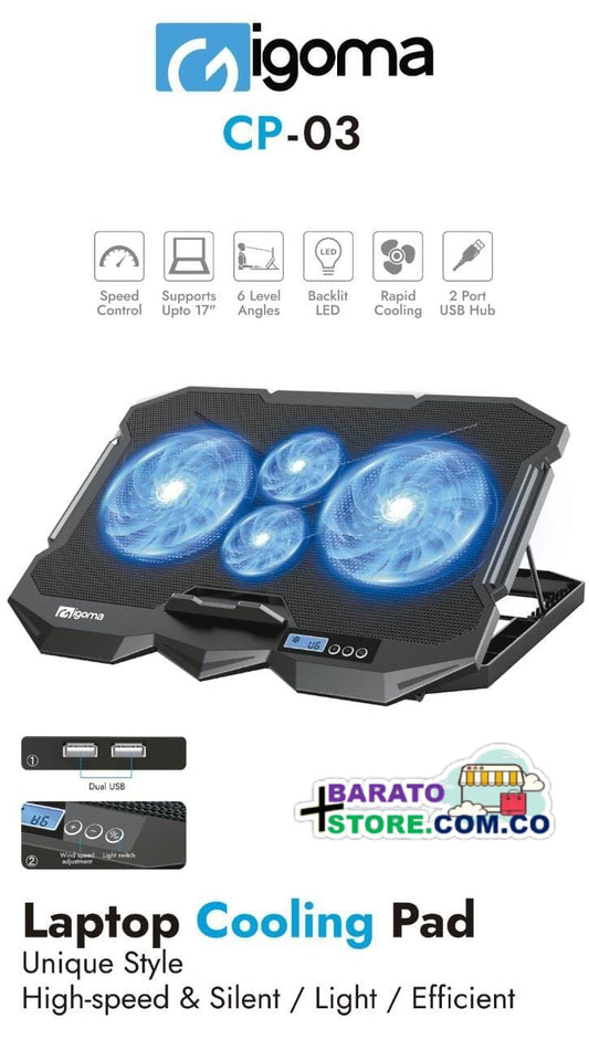 Base Refrigerante Gamer 4 Ventiladores CP-03 Marca iGoma Original.