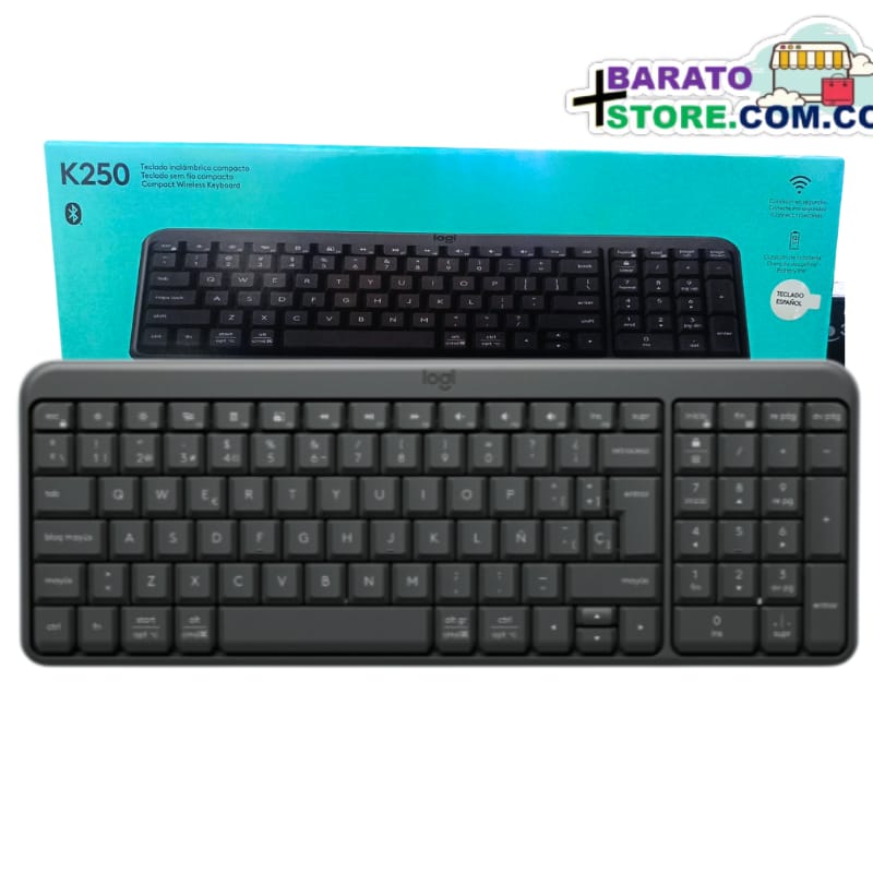 Teclado Inalámbrico Bluetooth, Marca Logitech K250 con Diseño Compacto.