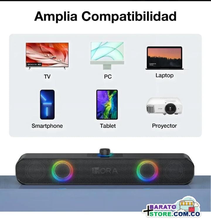 Barra de sonido Bluetooth Portátil 100% Inalámbrica Marca 1Hora Boc241 Negro.