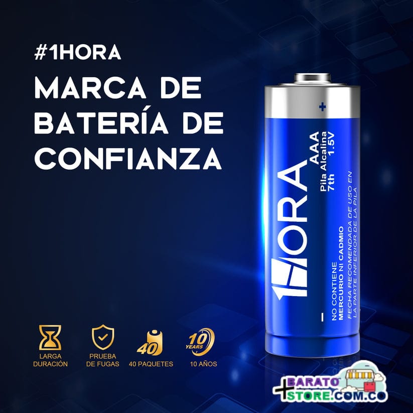 Pilas Alcalinas AAA GAR135 1HORA pack x 4 unidades.