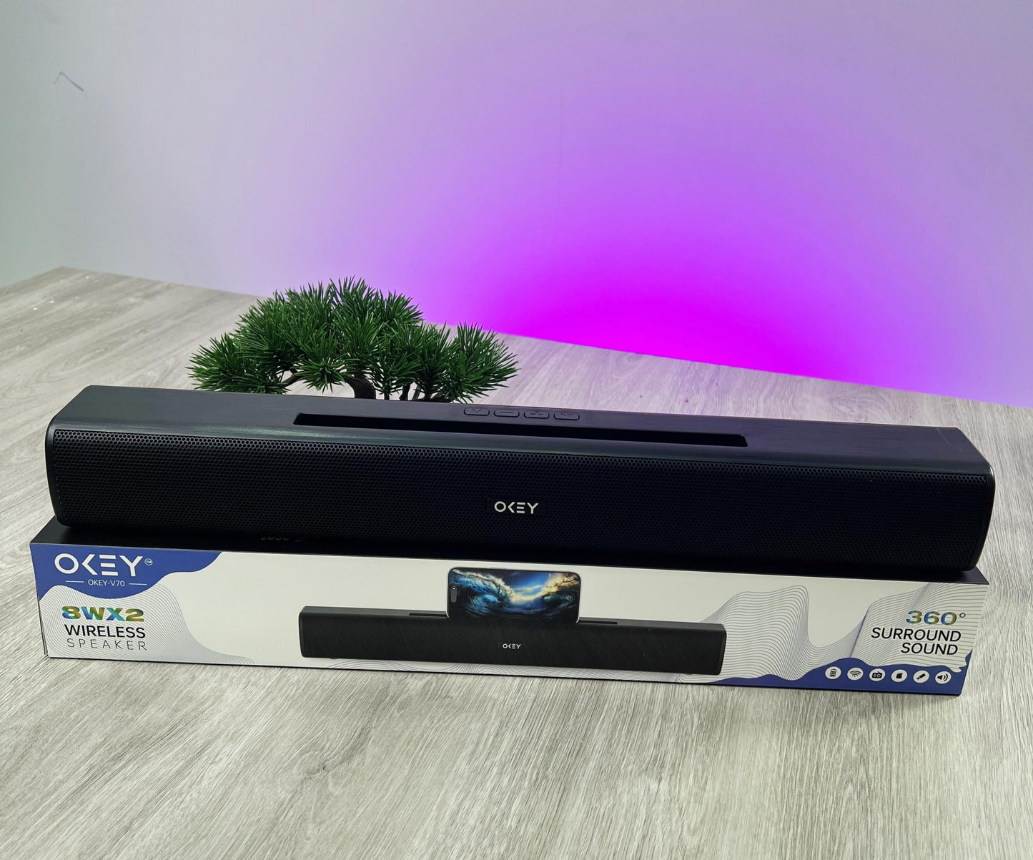 Combo Proyector Led HY300-1 + Barra de Sonido OKEY V-70 Surround 360.