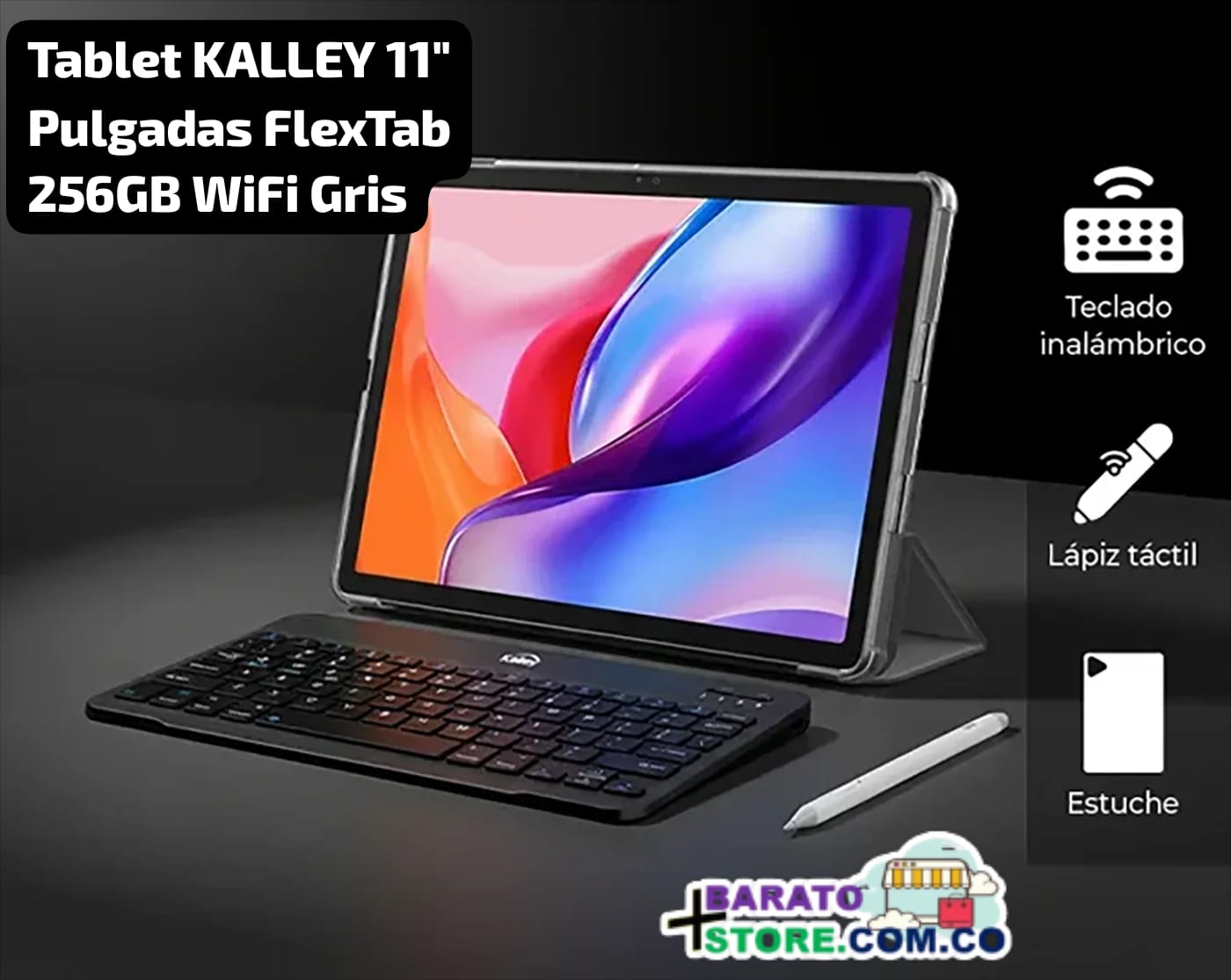 Tablet KALLEY 11" Pulgadas FlexTab 256GB WiFi Gris.