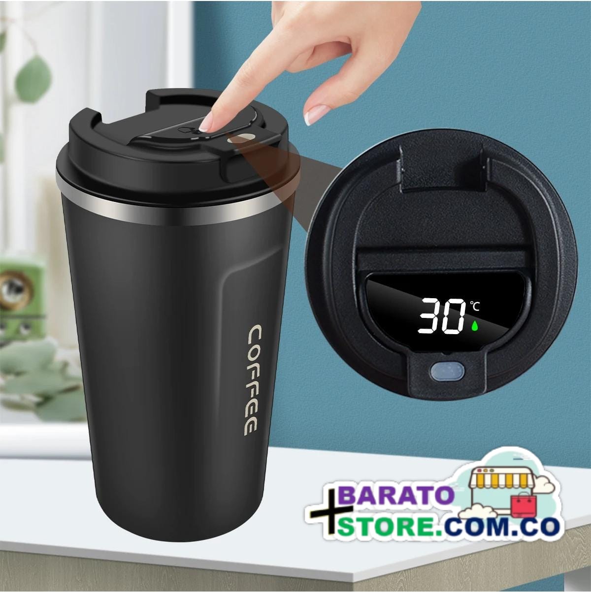 Termo para bebidas frías o calientes con Display digital indicador de temperatura.