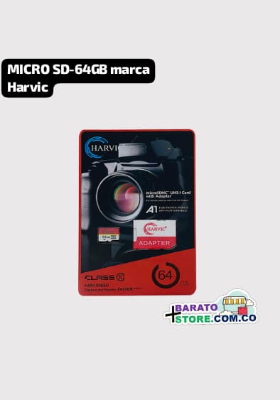 Memoria MICRO SD-64GB marca Harvic.