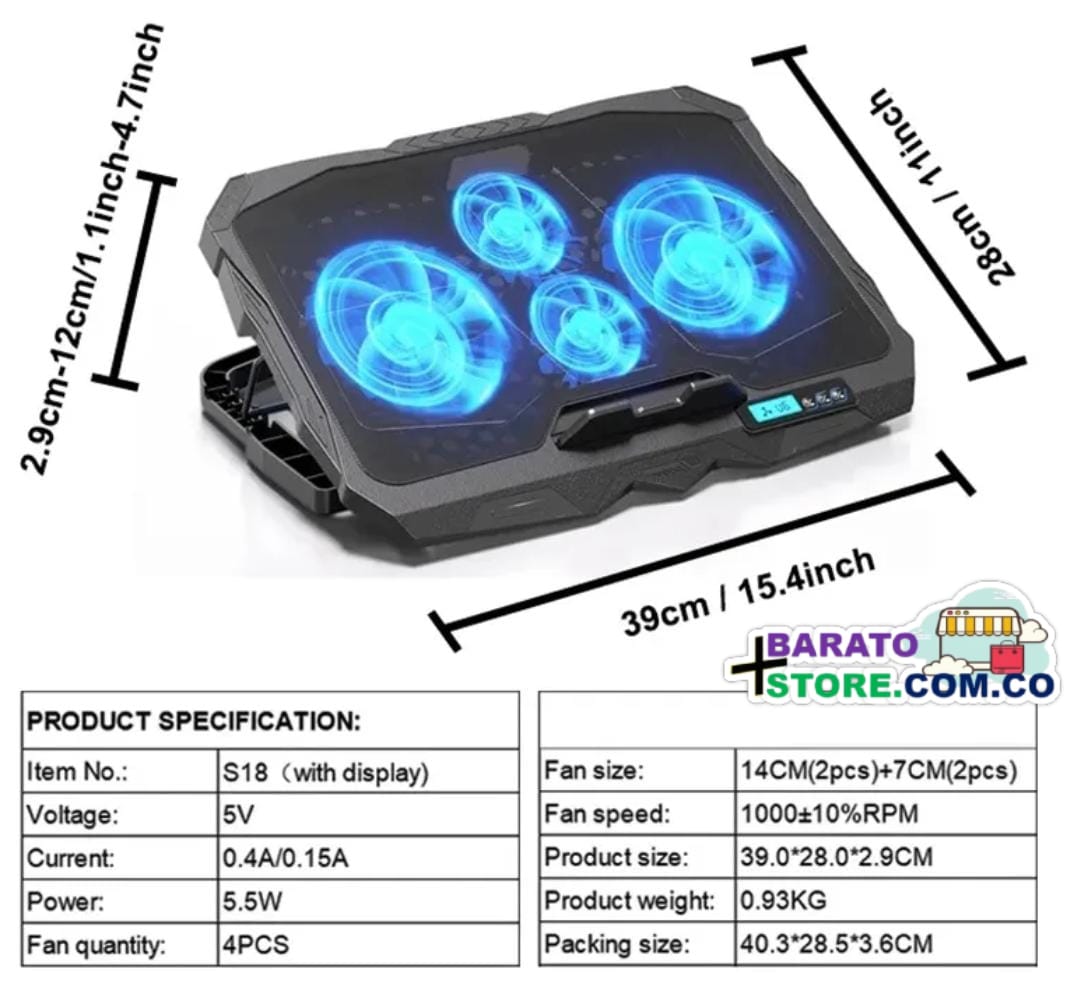 Base Refrigerante Gamer 4 Ventiladores CP-03 Marca iGoma Original.
