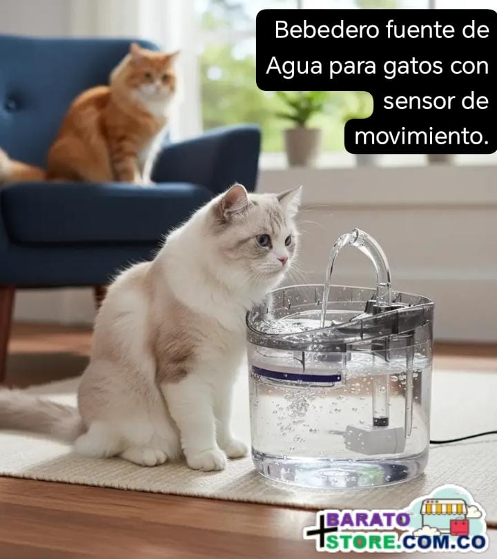 Bebedero fuente de Agua para gatos con sensor de movimiento.