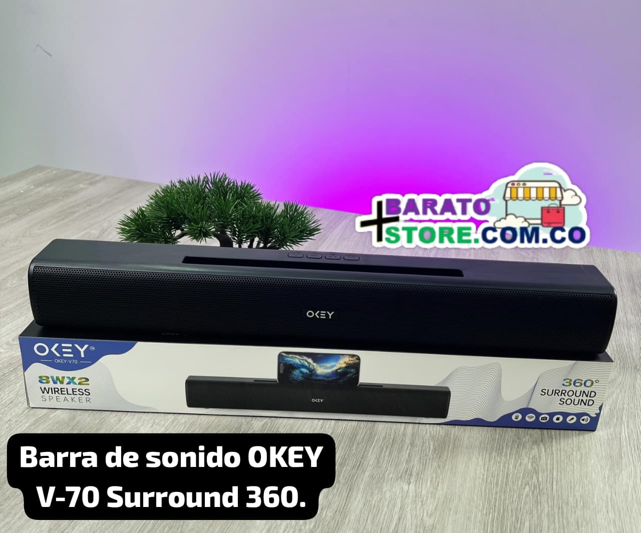 Combo Proyector Led HY300-1 + Barra de Sonido OKEY V-70 Surround 360.
