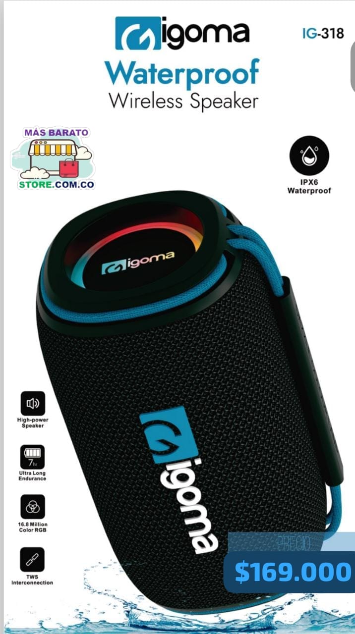 Speaker Waterproof IG-318 marca iGoma Original.