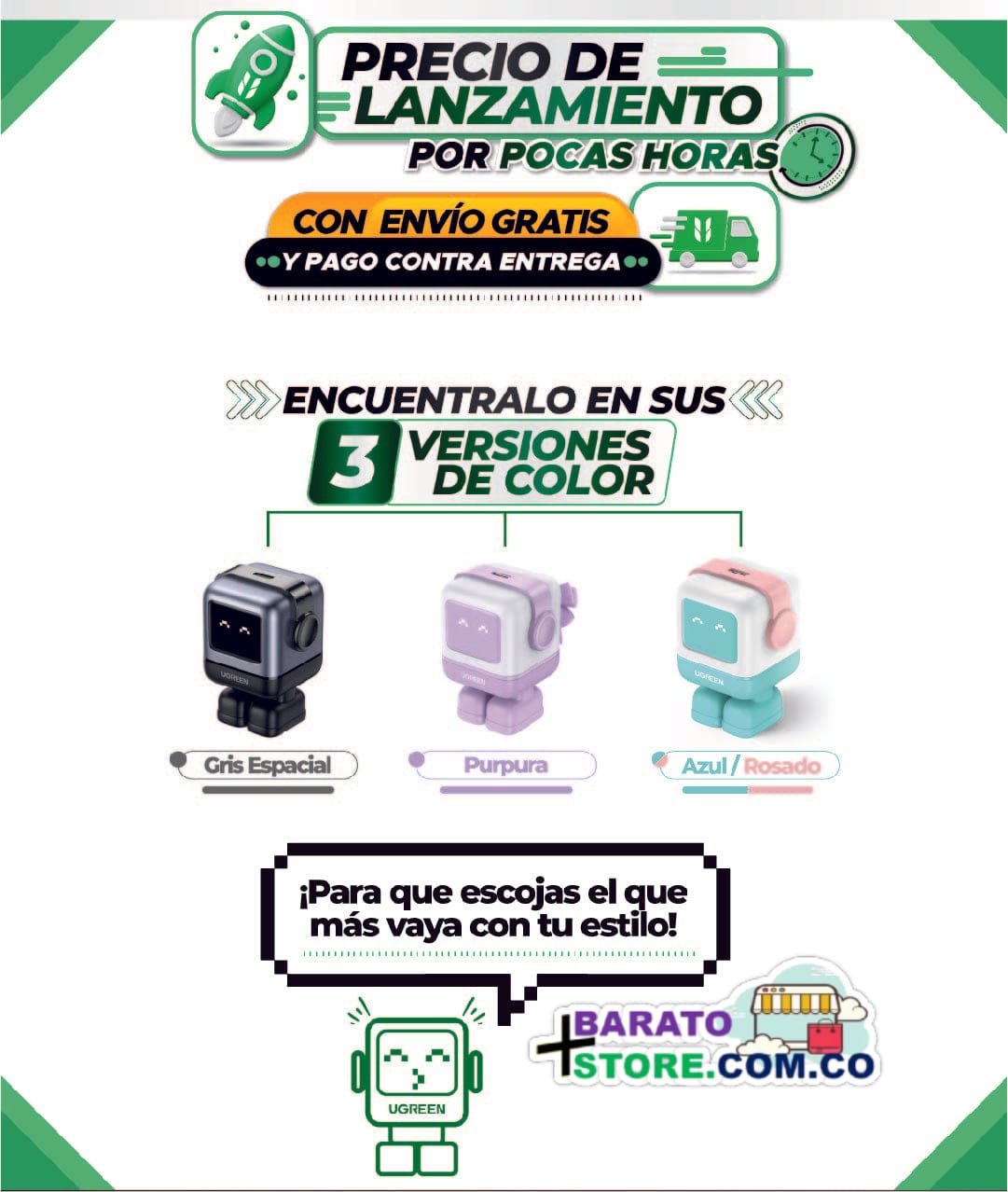 Cargador Mini GaNRobot 30W ⚡ marca UGREEN original. ⚡