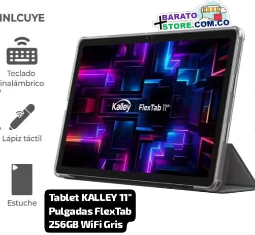 Tablet KALLEY 11" Pulgadas FlexTab 256GB WiFi Gris.