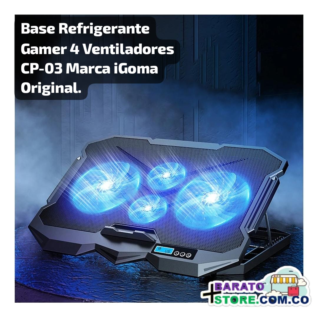 Base Refrigerante Gamer 4 Ventiladores CP-03 Marca iGoma Original.