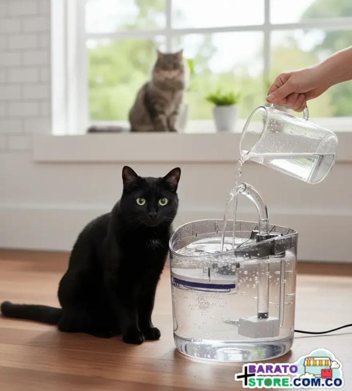 Bebedero fuente de Agua para gatos con sensor de movimiento.