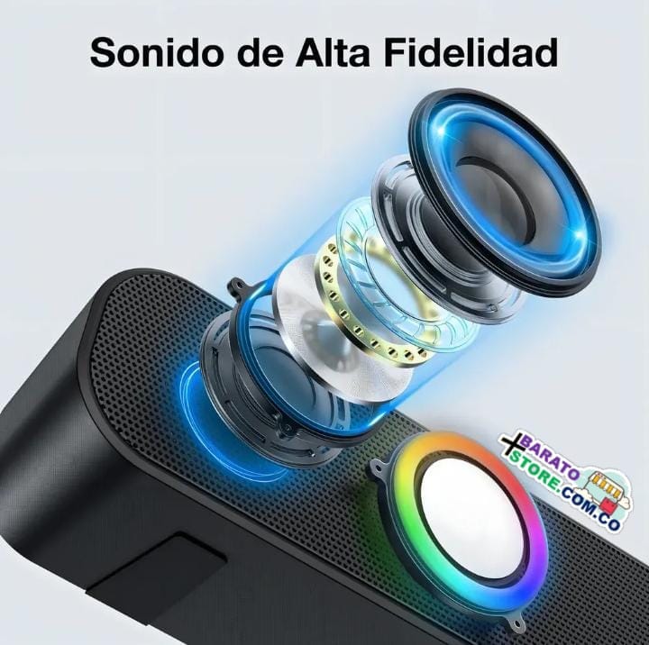 Barra de sonido Bluetooth Portátil 100% Inalámbrica Marca 1Hora Boc241 Negro.